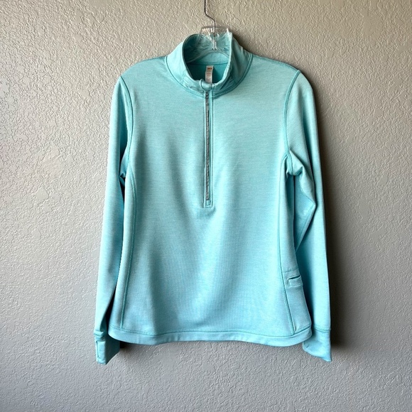 Lucy athletic 1/2 zip pullover with raised collar and long sleeves w/thumb hole - Picture 1 of 11